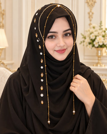 Black Embellished Chain Detail Hijab