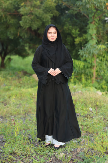 Premium Black Embroidered Sleeve Abaya