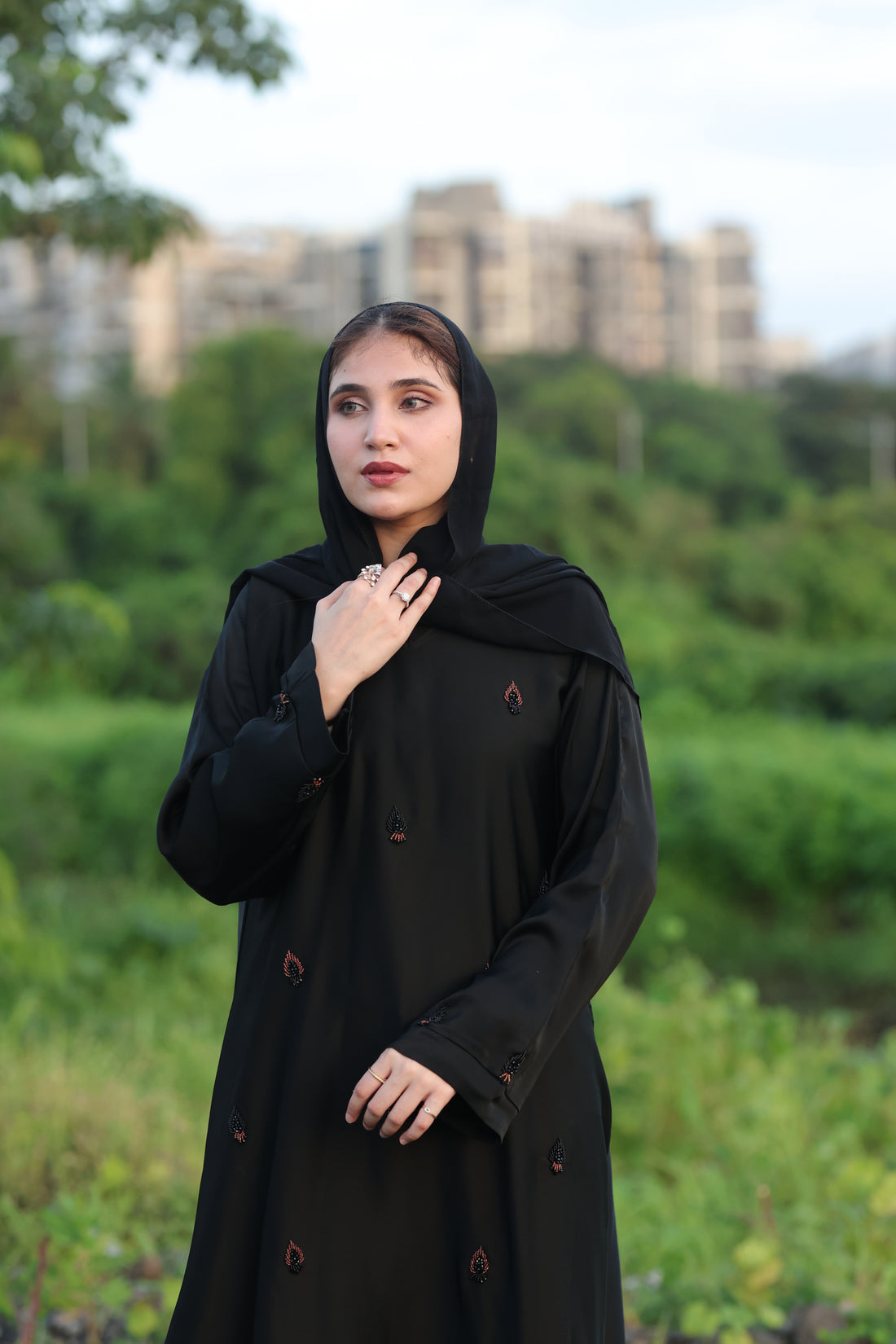 Elegant Black Embroidered Abaya with Subtle Handwork