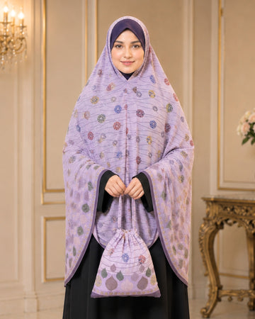 Premium Lavender Prayer Khimar Set with Pouch