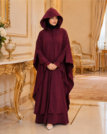 Premium Hooded Khimar Abaya Set