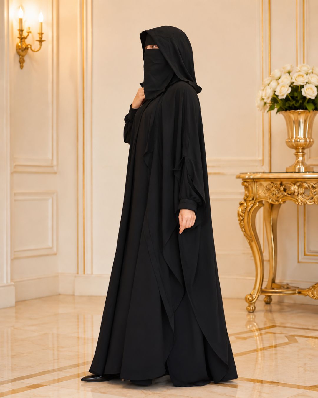 Premium Black Hoodie Abaya Set without Niqab