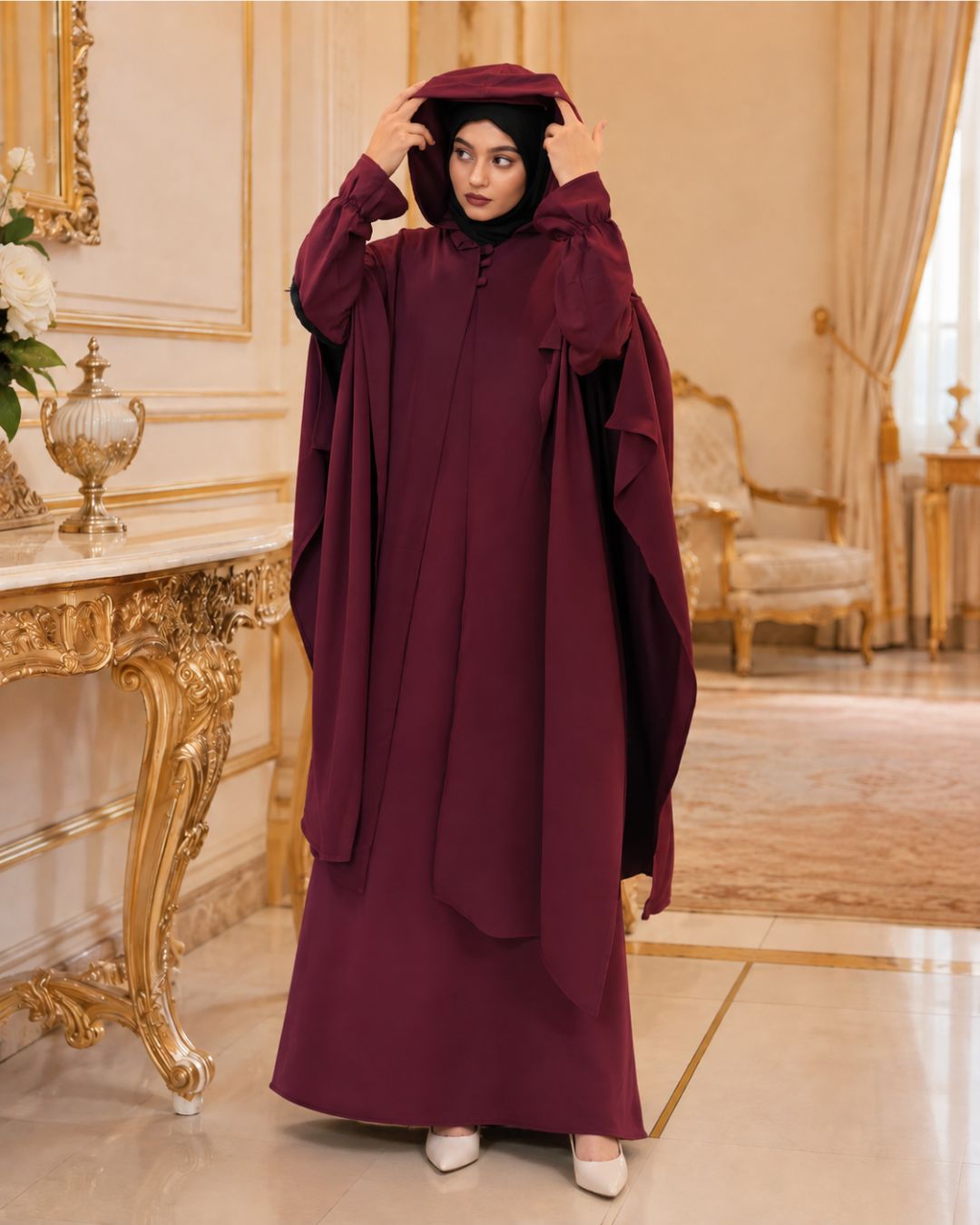 Premium Hooded Khimar Abaya Set