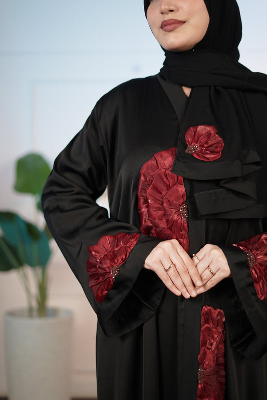 RED FLOWER ABAYA