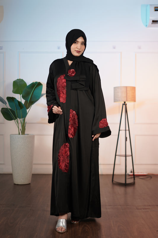 RED FLOWER ABAYA