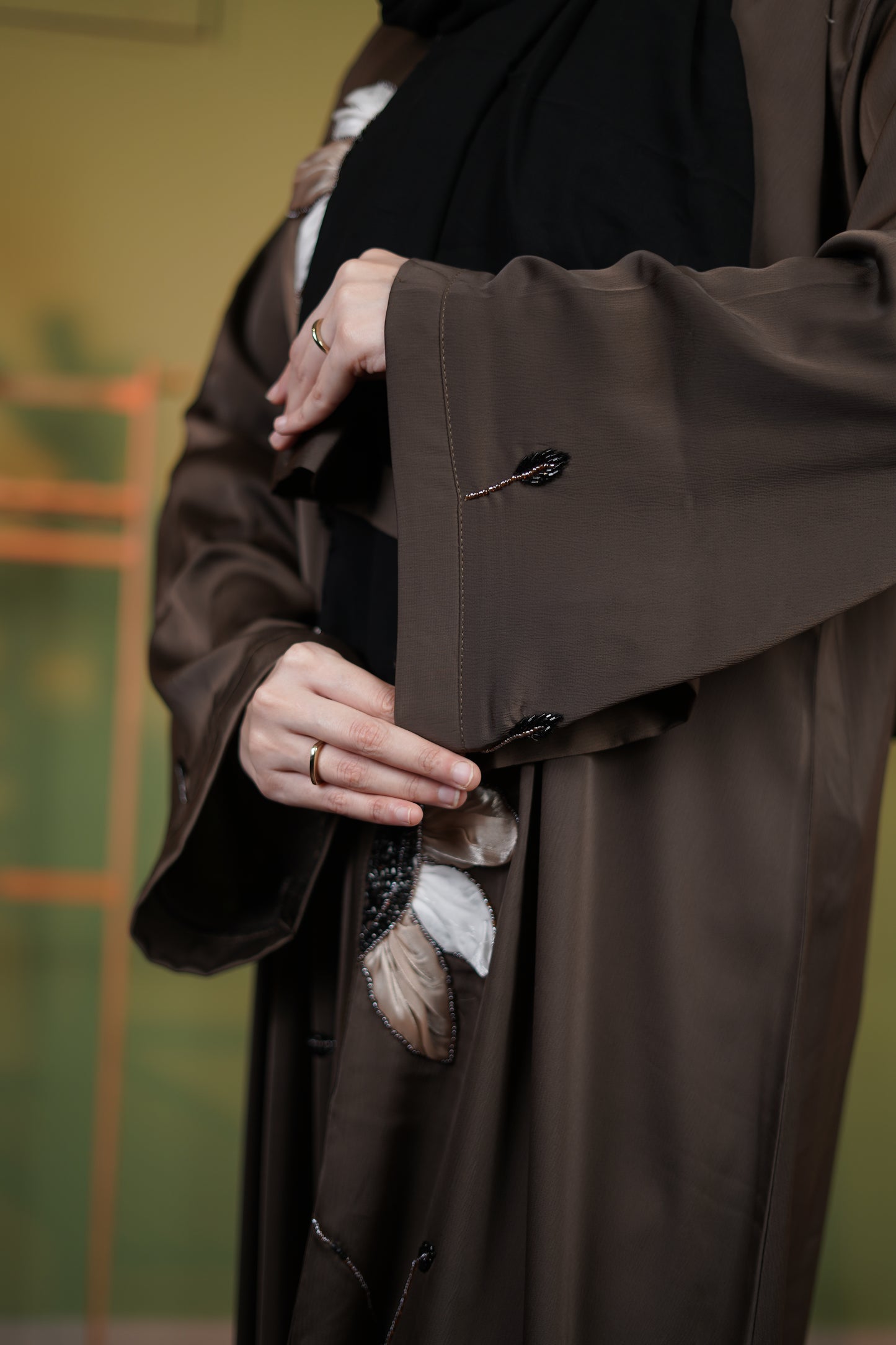 Brown sunflower abaya