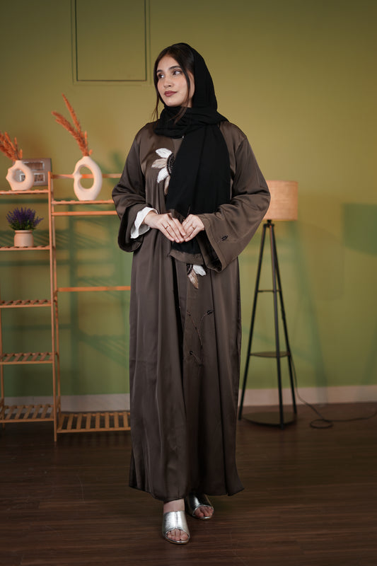 Brown sunflower abaya