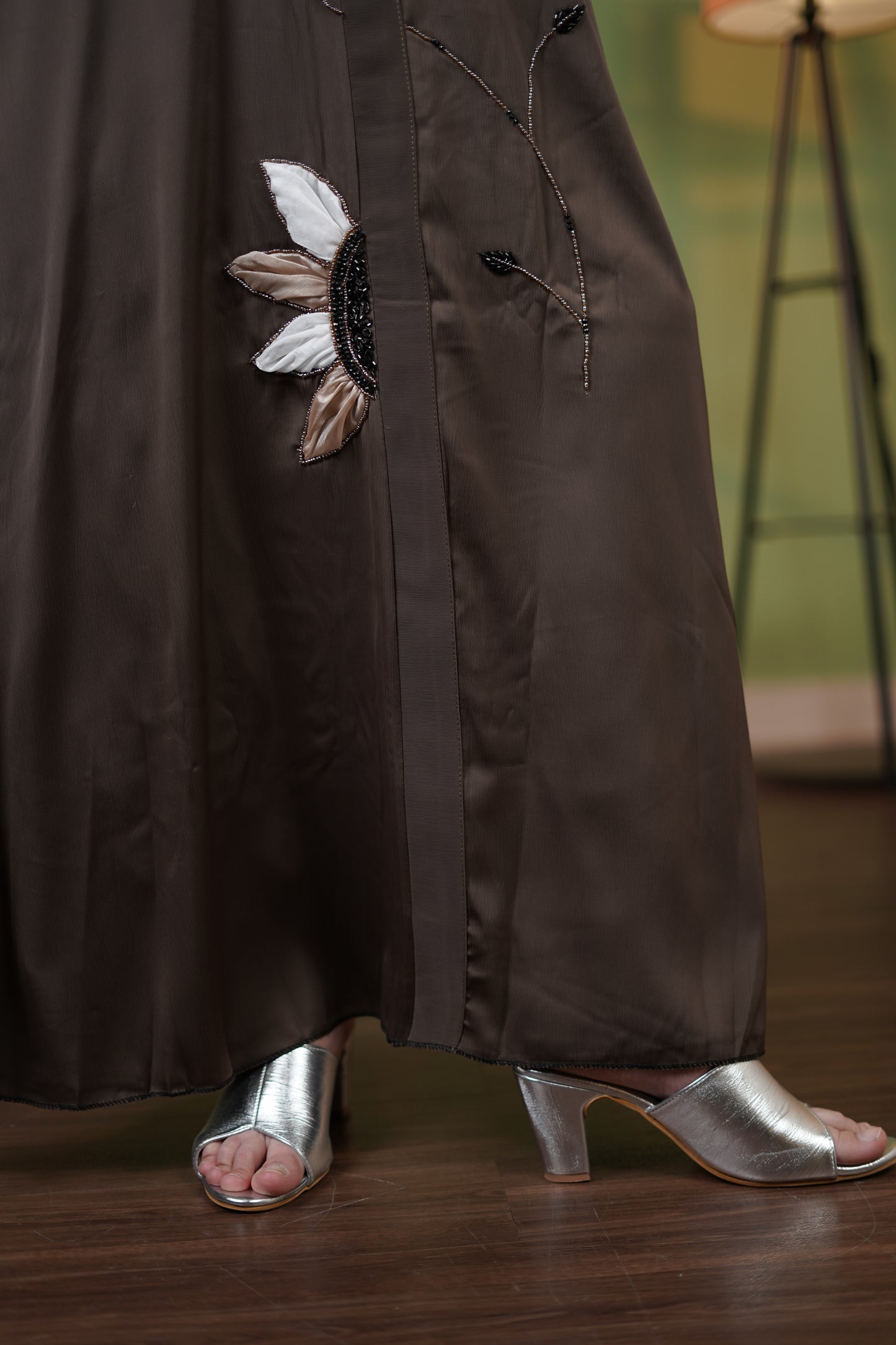Brown sunflower abaya