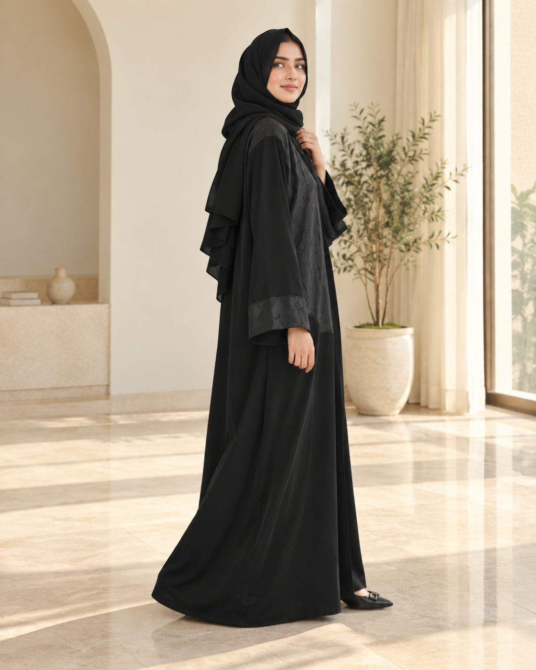Midnight Tonal Panel Abaya