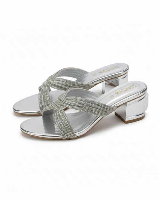 Silver crystal sandal